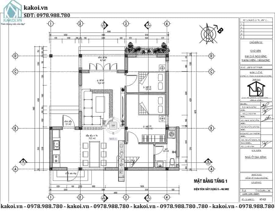 Chi Tiết Bản Vẽ Thiết Kế Nhà Cấp 4 80M2 2 Phòng Ngủ - Kakoi - Công Ty Thiết  Kế Và Thi Công Nhà Ở Đẹp