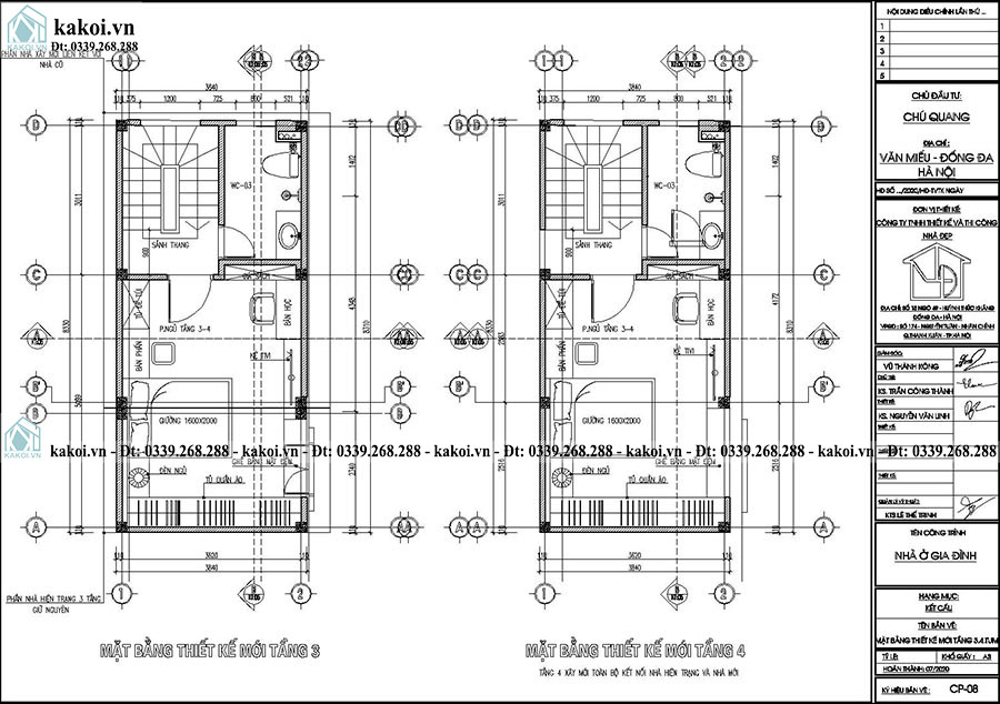 Mẫu thiết kế nội thất nhà ống 30m2 4 tầng tại Hà Nội KKNT028